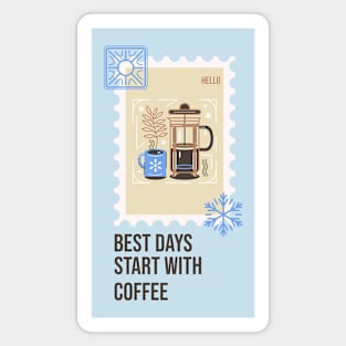 Coffee Lover Coffee Cup Winter time Holidays Christmas Stamp Magnet